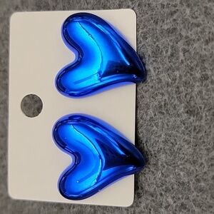 Blue Heart Post Earrings